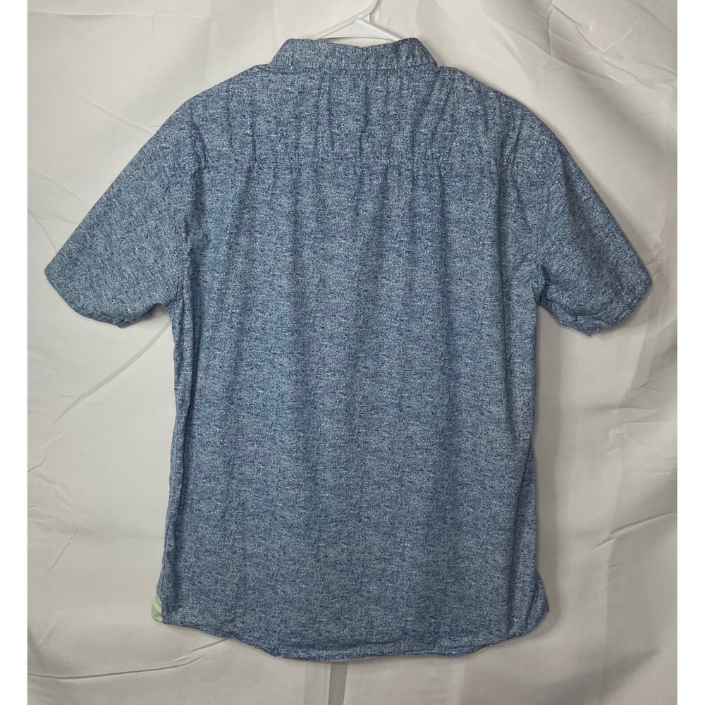 Eighth Avenue Mens XL Blue White Speckled Cotton Short‎ Sleeve Button Down Shirt - Picture 2 of 10